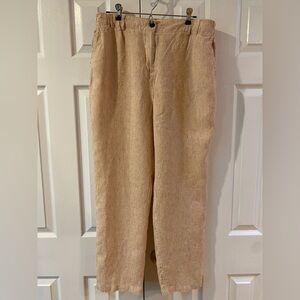 Monoprix Premium Orange/White Stripe 100% Linen Pants Size 44 (12/14)